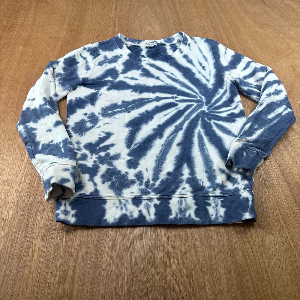 J.Crew Tie Dye Sweatshirt Blue White Womens XXS Casual Pullover